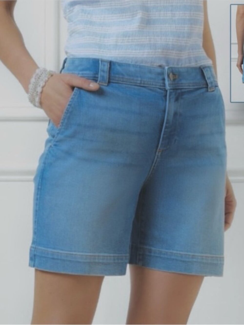 Talbots High Rise Trouser Denim Shorts Martina Wash Size 12